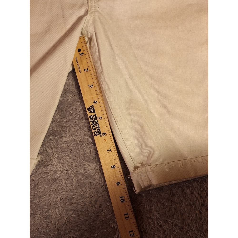 Levi Strauss Mens White Denim Cut Off Shorts Size 31 Distressed Frayed Hem - Picture 7 of 13